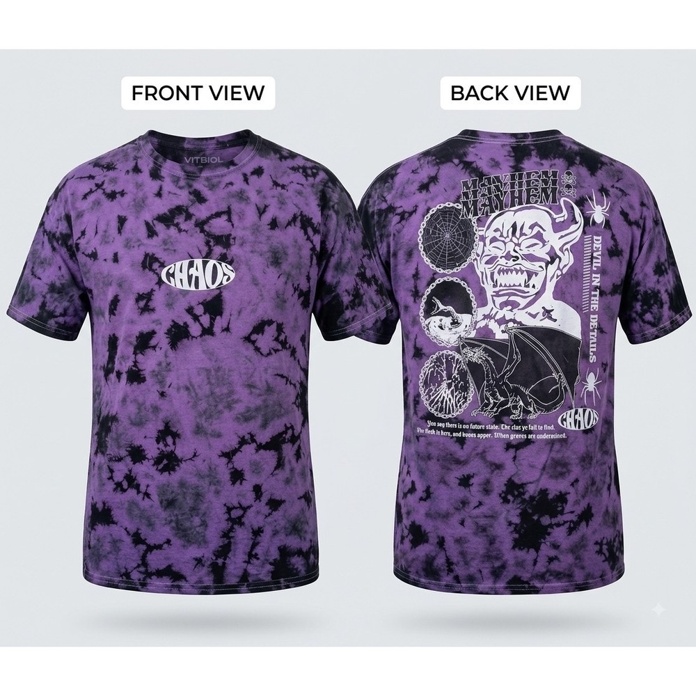 Vitriol T Shirt Mens 3XL Purple Acid Wash Chaos Mayhem Graphic Gothic Skater